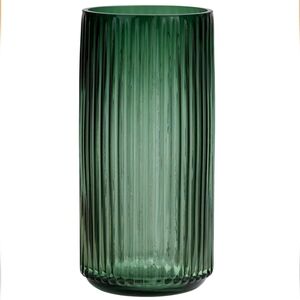 Green Ribbed Glass Vase
